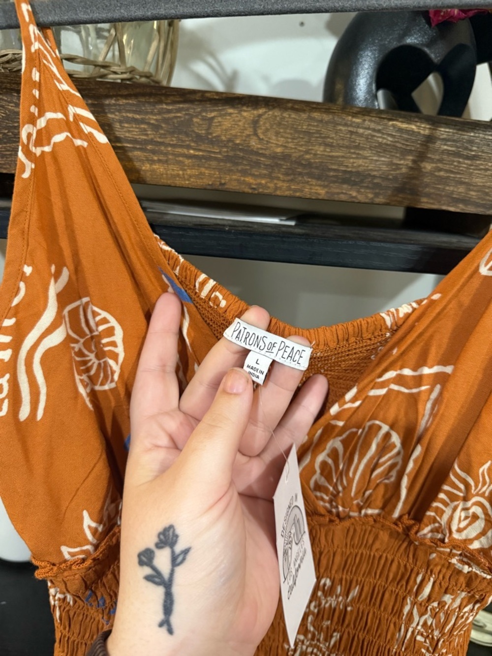 Patrons of Peace Rust Orange Printed Romper Jumpsuit Boho Wide Leg NWT - Picture 4 of 11